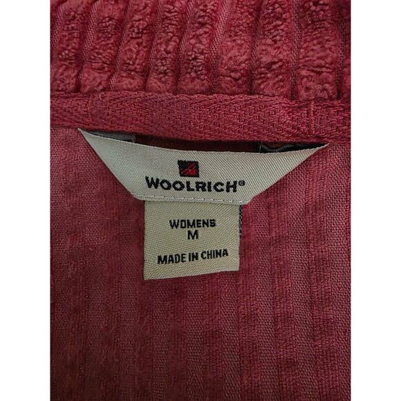 Woolrich Long Sleeve Full Zip Top M Womens Pockets Soft Ruby Red Cotton - Picture 8 of 9